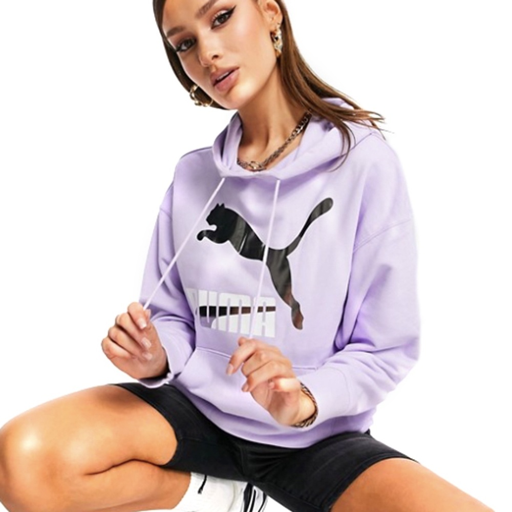 Puma Classics Hoodie Logo Purple Silver New With Tags